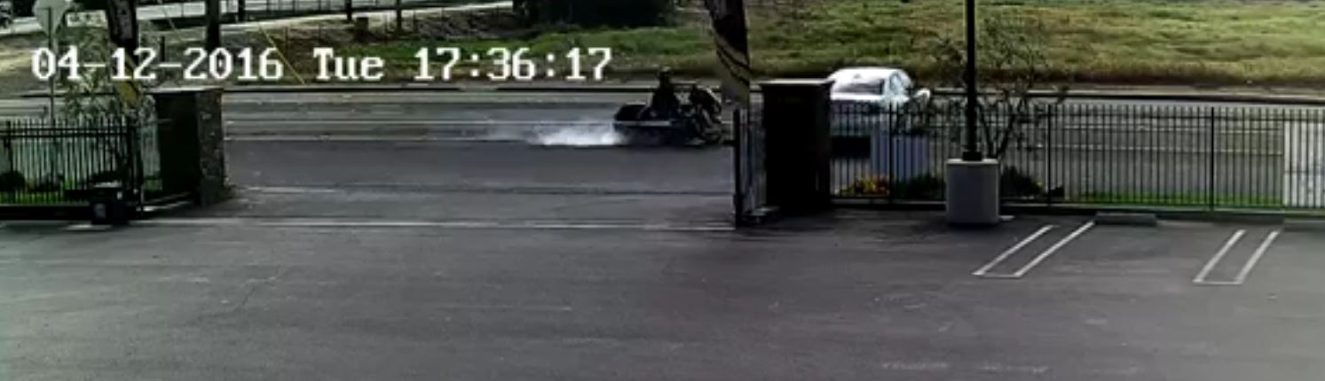 picture of a car hitting a motorcycle with a video showing the actual accident