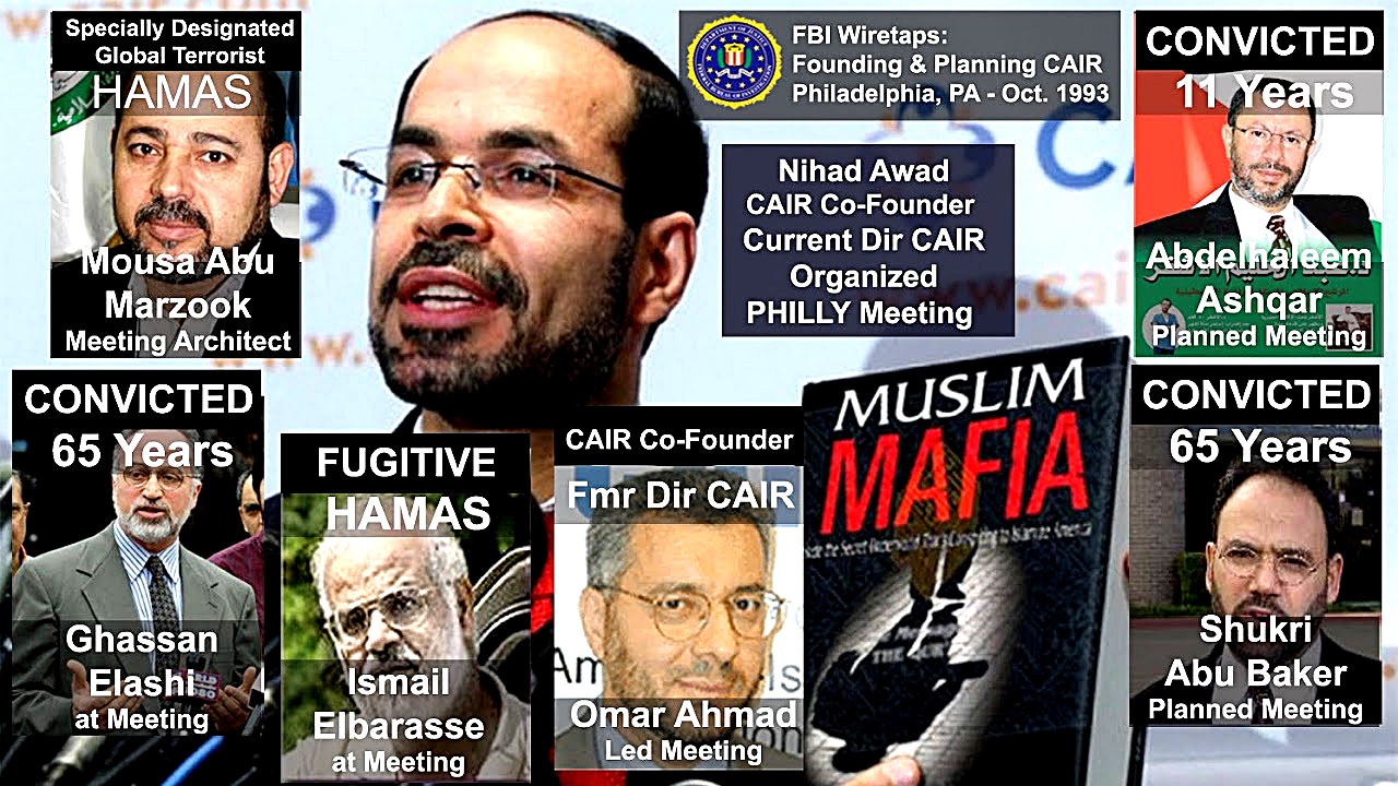 Images of CAIR and CAIR related persons and the Muslim Mafia book exposing them as members of hamas. Horowitz defends the first amendment and the journalists sued by CAIR