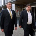 prime minister of ukraine pavel lazarenko and his son alexander outside the district court (united states district court) in san francisco with link to New York times article on lazarenko and other oligarchs