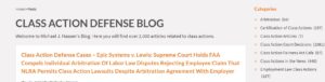 Picture of the class action defense blog and a link to the blog itself